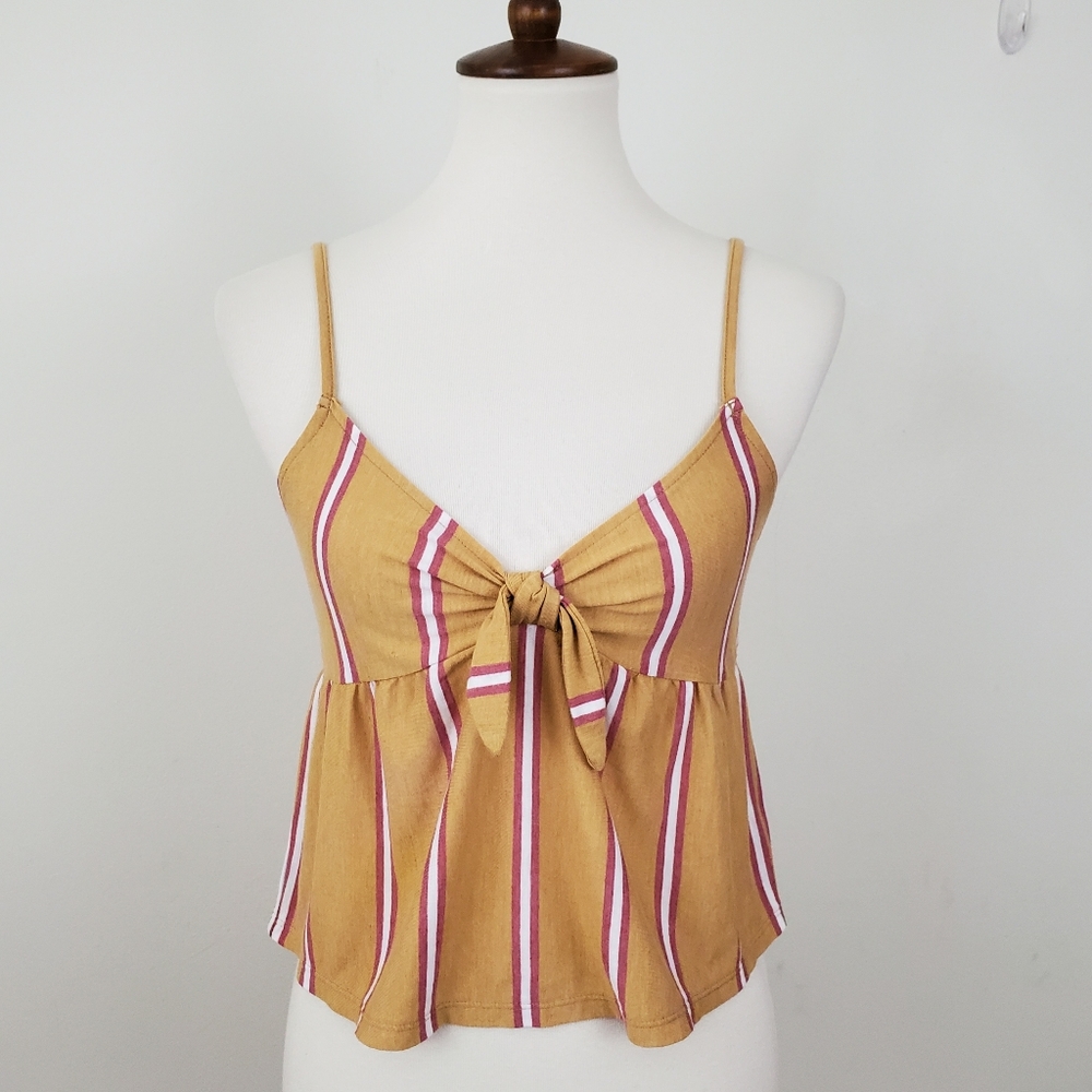 American Eagle Striped Knot Crop Tank